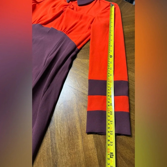 Marc by Marc Jacobs Color Block Anya Crepe Dress Corvette Red Sz 2 Mindy Kaling - Picture 5 of 15